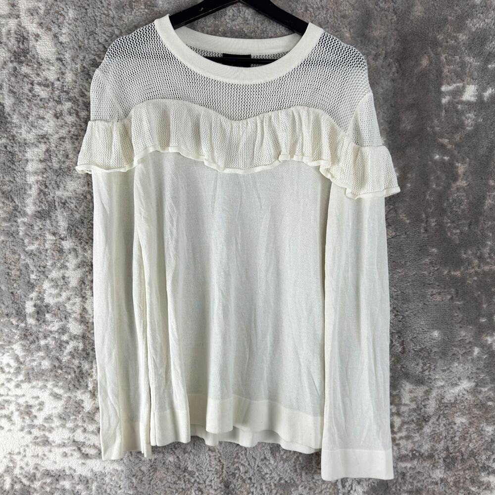 Lumiere Size‎ XL Ruffle Open Know Sweater Ivory Long Sleeve Pullover